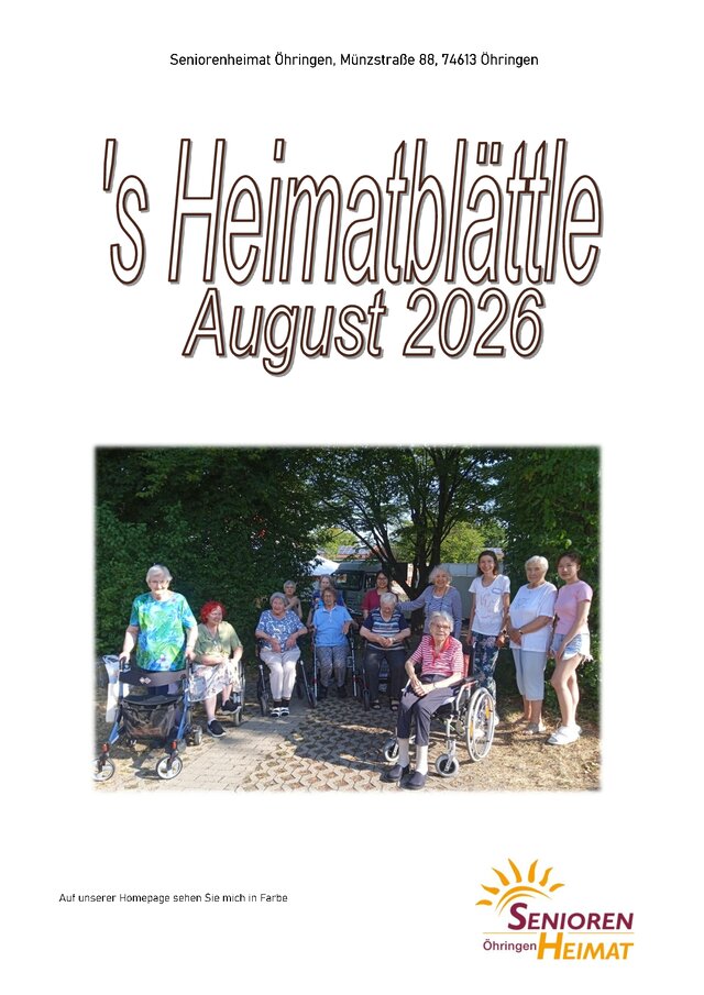 Titelseite Heimatblättle August 2026